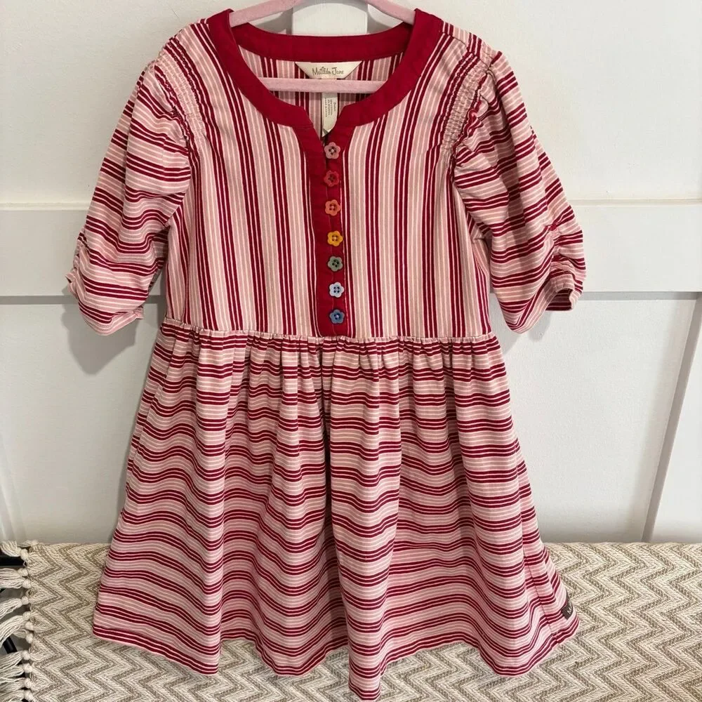 Matilda Jane Girls Heart to Heart Bookworm Knit Lap Dress Pink Red Size 8